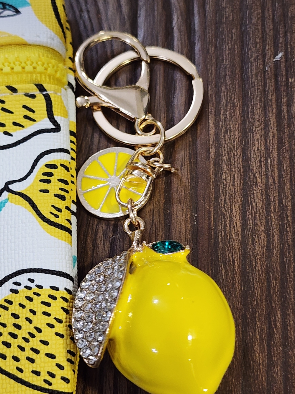 Lemon Charm Keychain With Matching Pouch.